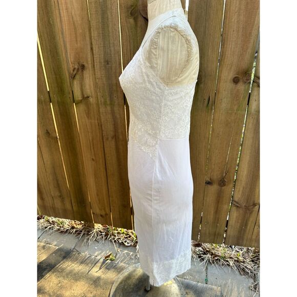 Vintage 60s MISTEE White Nylon Lace FULL SLIP 36 - Picture 4 of 10